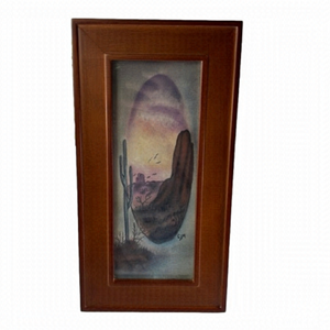 Framed Print Signed CJM Desert Sunset Picture